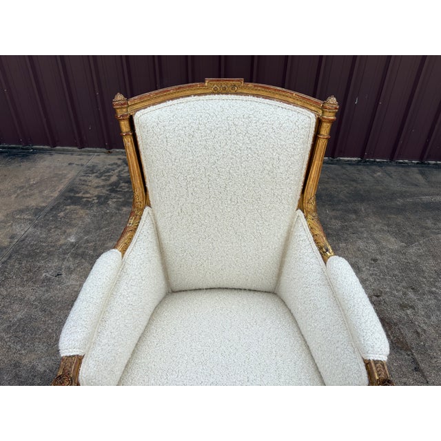 Wood 19th Century French Louis XVI Style Giltwood Bergere For Sale - Image 7 of 18