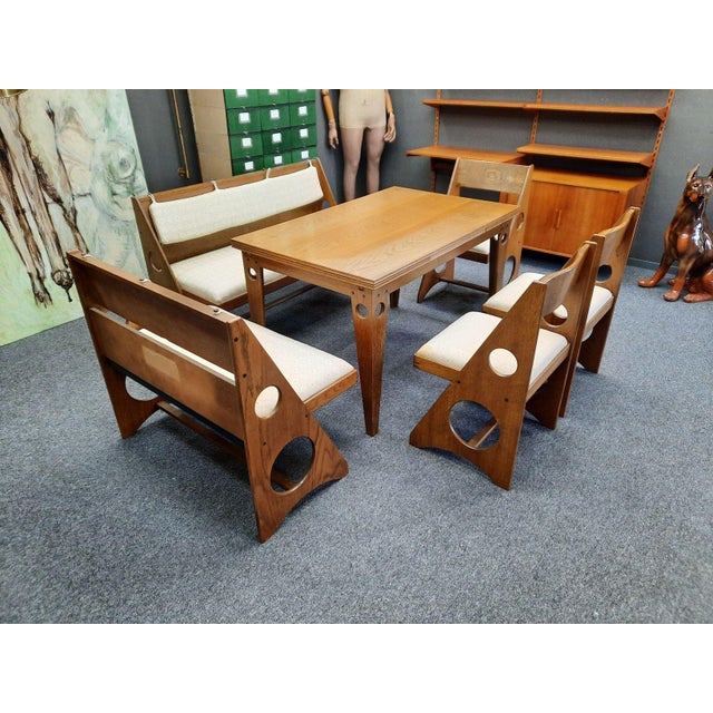 Mid-Century Modern Dining Room Set by Gilbert Marklund for Furusnickarn, Sweden, 1970s, Set of 5 For Sale - Image 3 of 18