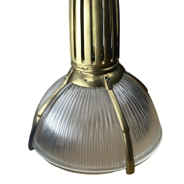 Holophane Art Deco Holophane Cut Glass and Brass Wall Lamps, 1970s, Set of 2 For Sale - Image 4 of 18