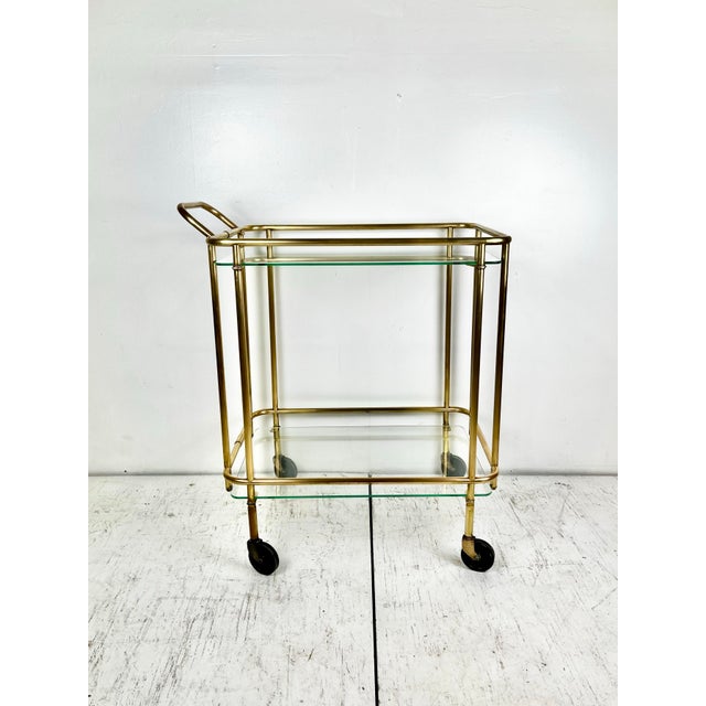 Vintage Art Deco Brass Bar Cart For Sale - Image 11 of 12