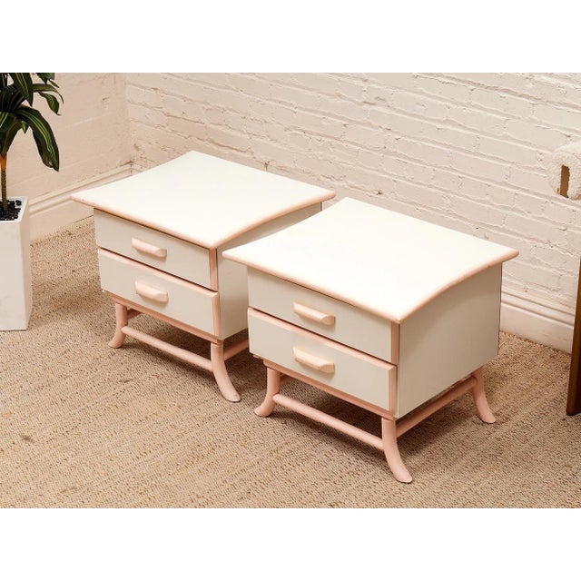 Mid 20th Century Pair of Retro 50’s Asian Style Nightstands For Sale - Image 5 of 10