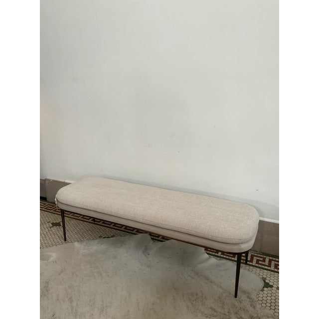 Cream Koffi Upholstered Bench From Sunpan For Sale - Image 8 of 10