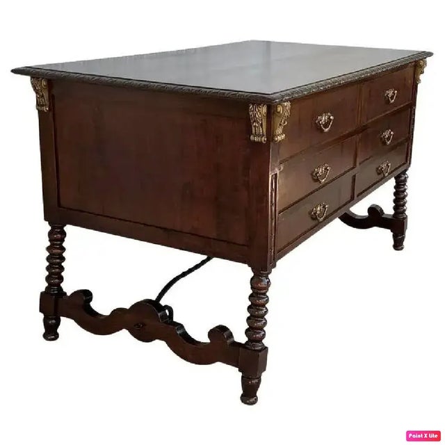 Brown Spanish Butcher Block with Six Drawers and Bronze Hardware, 1890 For Sale - Image 8 of 8