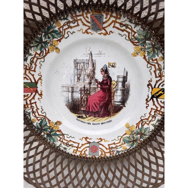 French Country 19th Century French Majolica Wire Basket Sarreguemines For Sale - Image 3 of 7