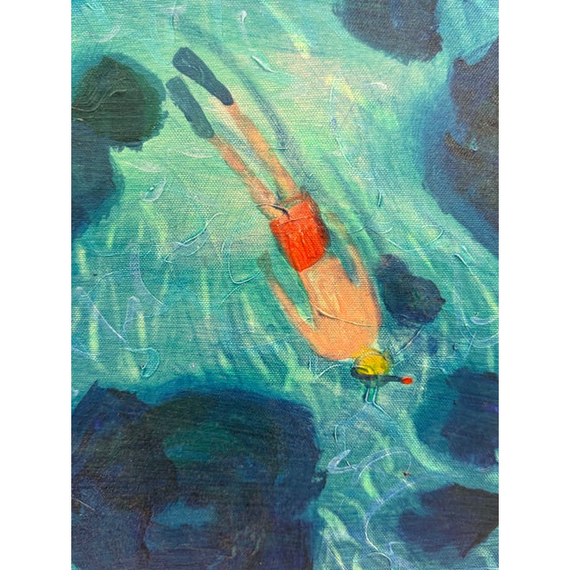 Large Beach Scene Acrylic on Canvas by Joe Davis For Sale - Image 4 of 11