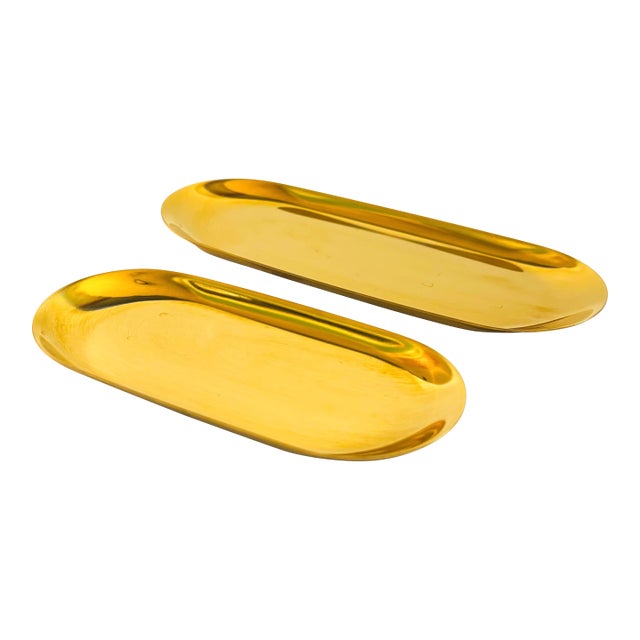 Vintage Oval Brass Nesting Trays - Set of 2 For Sale