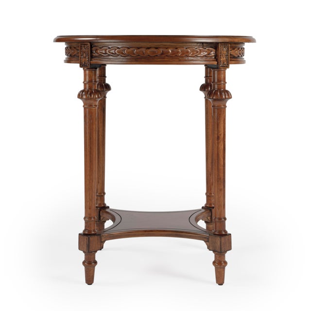 Spritely Home Accent Furniture Hellinger Round End Table, Medium Brown For Sale - Image 4 of 9