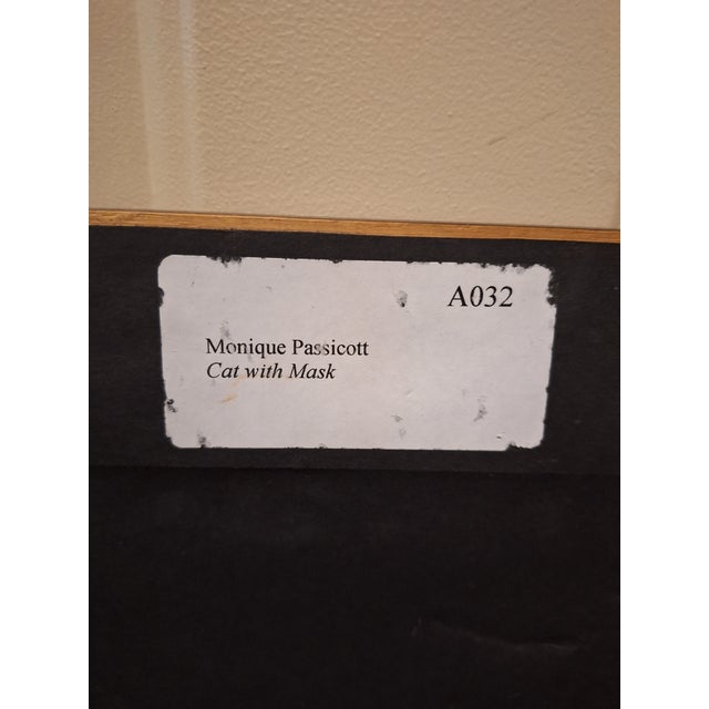 Monique Passicott 1984 Pastel Painting " Cat With Mask " For Sale In Boston - Image 6 of 6