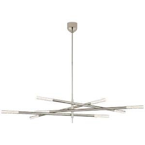 Kelly Wearstler for Visual Comfort Signature Rousseau Grande Eight Light Articulating Chandelier in Polished Nickel with Seeded Glass