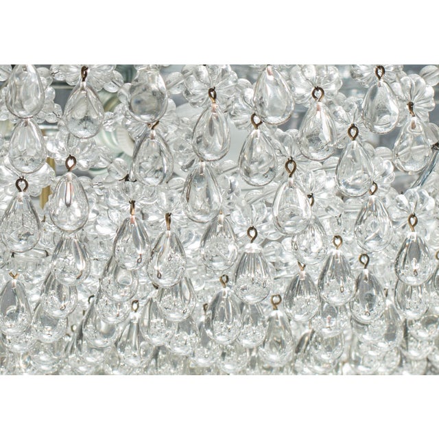 Hollywood Regency 1960s Austrian Palwa / Kalmar Style Crystal Flush Mount Plafond Chandelier For Sale - Image 3 of 11