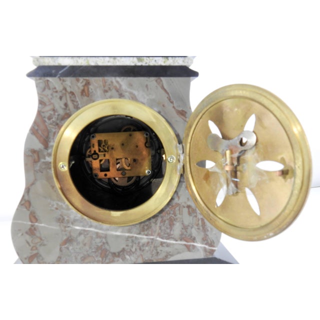 Metal 20th Century French Marble Clock With Bronze Cherub For Sale - Image 7 of 11