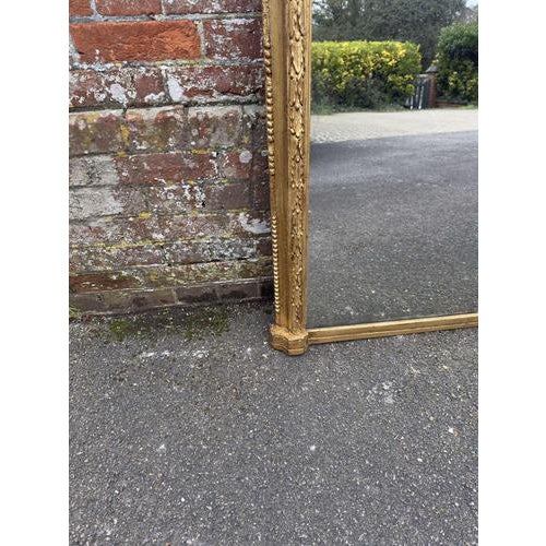 Large Antique English Gilt Arched Top Overmantle Mirror, 19th Century For Sale - Image 5 of 6