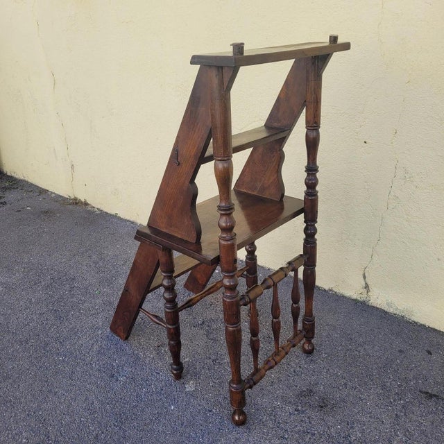 19th Century Convertible Library Step Stool Chair For Sale - Image 12 of 15