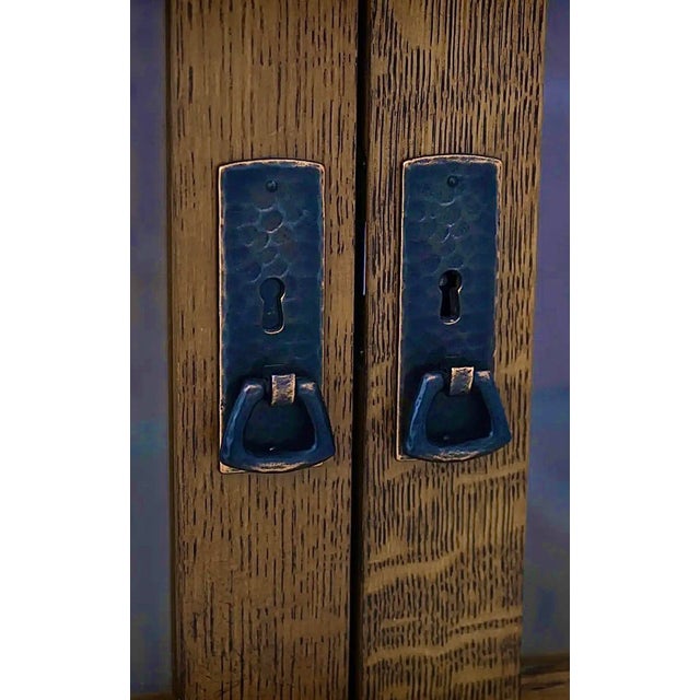 Late 20th Century Late 20th Century Gustav Stickley Mission Oak Arts and Crafts Illuminated Book Case Display Cabinet For Sale - Image 5 of 7