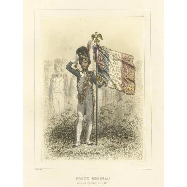 Mid 19th Century After Raffet, Napoleonic Foot Grenadiers Chasseur, Grenadier, and Flag Bearer, 1859, Print For Sale - Image 5 of 11
