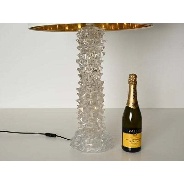 Large Murano Rostrato Glass Table Lamp with Linen Lampshade from Barovier, Italy, 1950s For Sale - Image 14 of 18
