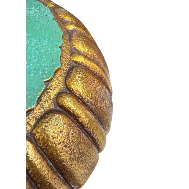 1960s 1960s Table Lamps in Turquoise and Gilt by Fortune Lamp Company - A Pair For Sale - Image 5 of 8