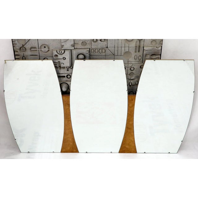 Burl Wood Frame Triple Boat Shape Wall Mirror For Sale - Image 4 of 9