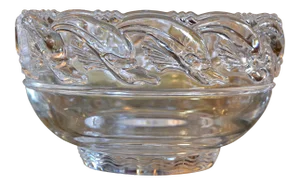 Mid-Century Modern Clear Tiffany & Company Art Glass Crystal Bowl With Dolphins