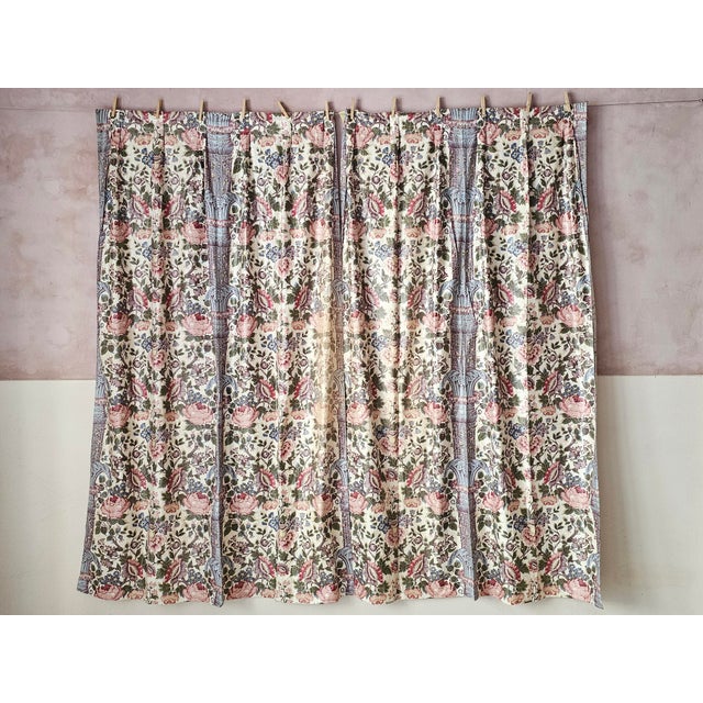 Chintz Fabric Curtains with Indian-Style Print, 1920s, Set of 2 For Sale - Image 11 of 11