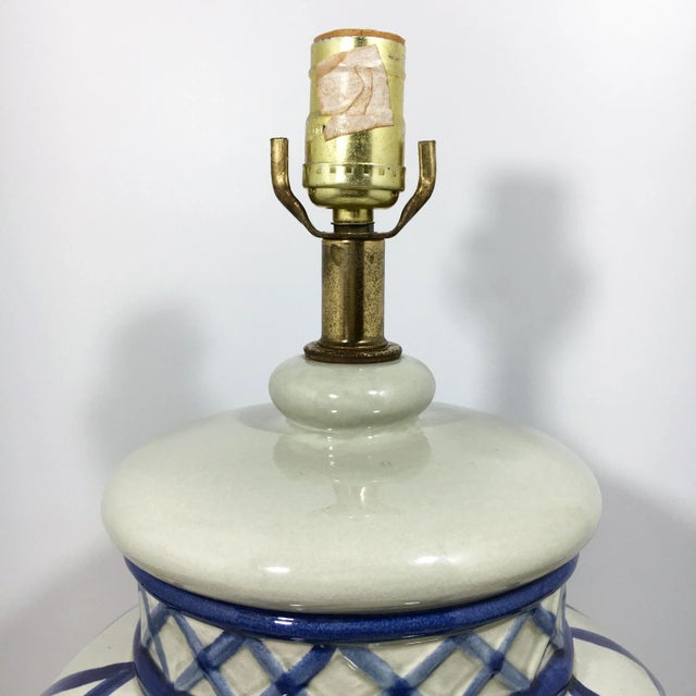 1970s Vintage Bamboo Hand Painted Ceramic Lamp For Sale In Baltimore - Image 6 of 6