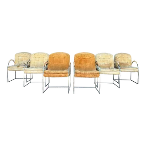 Set of 6 Founders Milo Baughman Style Dining Chairs