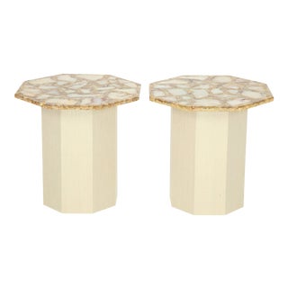1960s Octagonal Agate Side Tables - a Pair For Sale
