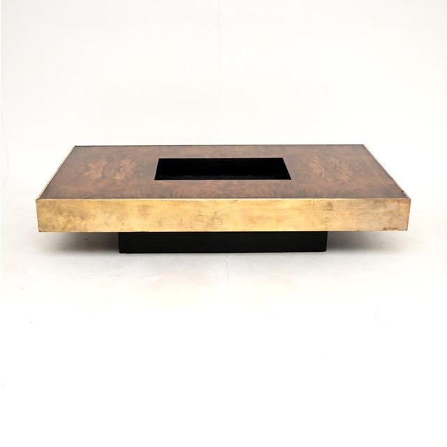 Vintage French Walnut and Brass Coffee Table, 1970s For Sale - Image 13 of 13