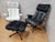 Metal MCM Homecrest Black Wire 2 Swivel Lounges, Loveseat and Ottoman Newly Reupholstered For Sale - Image 7 of 11
