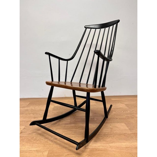 Beech Rocking Chair by Varjonen Puunjalostus, Finland, 1960s For Sale - Image 4 of 8