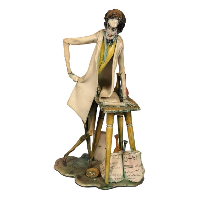 Vintage Ceramic Sculpture of the Wren Scientist by Toni Moretto, 1950s For Sale