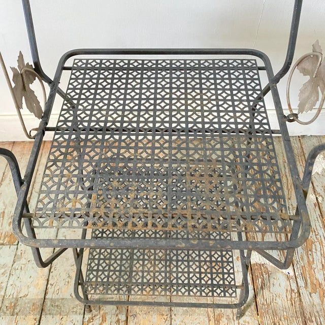 1960s Mid Century Plant Stand Black Tiered Metal Wire Patio Table Telephone Table Smoking Stand For Sale - Image 5 of 8