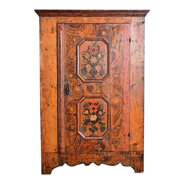 Wood Italian 18th Century Painted Wardrobe For Sale - Image 7 of 15