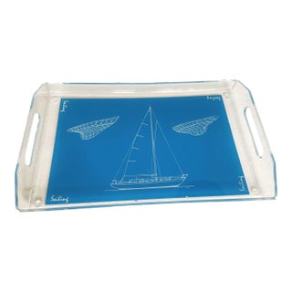 Vintage Mid Century Modern Lucite Sailing Tray For Sale