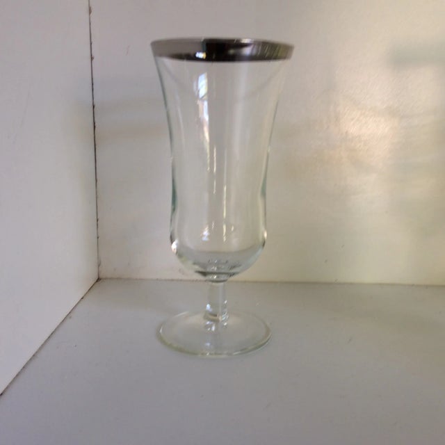 French Vintage French Crystal Platinum Rim Cocktail Glasses - Set of 7 For Sale - Image 3 of 13