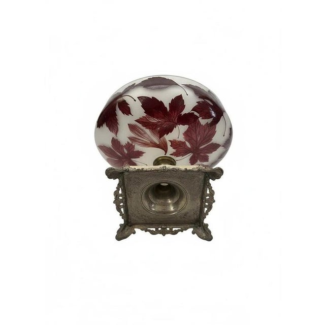 French Art Nouveau Cameo Glass Centrepiece with Oak Leaves, 1900s For Sale - Image 6 of 7