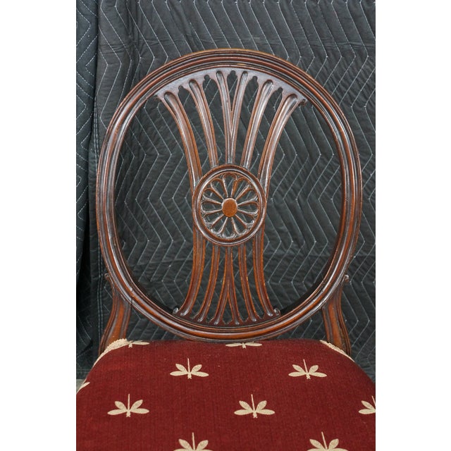 Antique Hepplewhite Carved Mahogany Oval Wheel Back Dining Side Desk Chair For Sale - Image 4 of 18