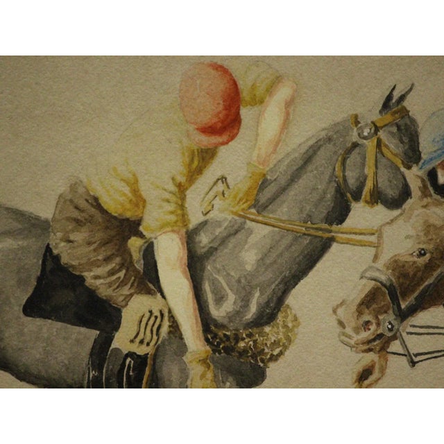 Classic watercolour scene depicting two polo players in action on the field! Art: 20 1/4" x 12" Frame: 24 1/4" x 19"