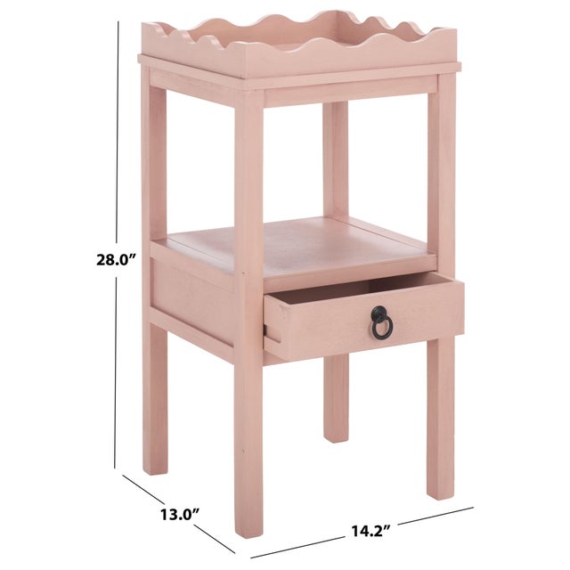Contemporary Darlyn Scalloped 1 Drawer Accent Table in Pink For Sale - Image 3 of 10