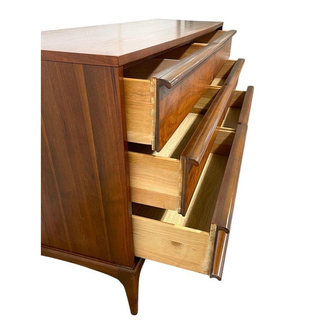 Vintage Mid Century Modern Solid Walnut Credenza Dovetail Drawers. For Sale - Image 11 of 11