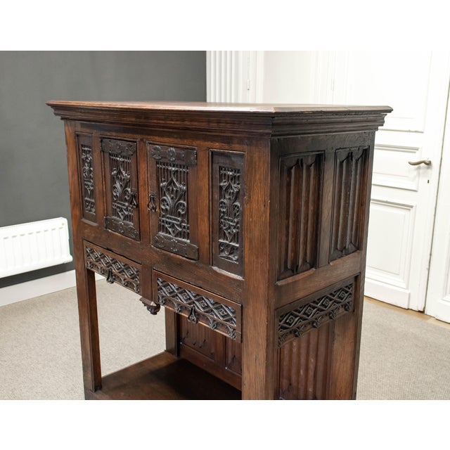 18th Century French Colonial Oak Cabinet with Gothic Elements For Sale - Image 3 of 12