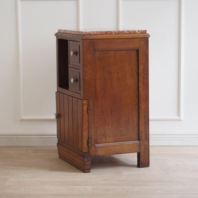 French Art Deco Bedside Table with Red Marble Top For Sale - Image 14 of 15