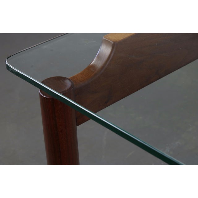 Mid-Century Modern Glass Coffee Table and 4 Nesting Stools in Teak Attributed to Jorgen Baekmark - 6 Pieces For Sale - Image 3 of 13