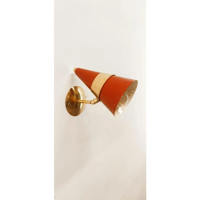 Gold Red & Gold Adjustable Cone Sconce For Sale - Image 8 of 8