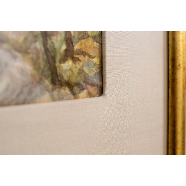 Gold Leaf Framed & Matted Landscape Watercolor For Sale - Image 4 of 6