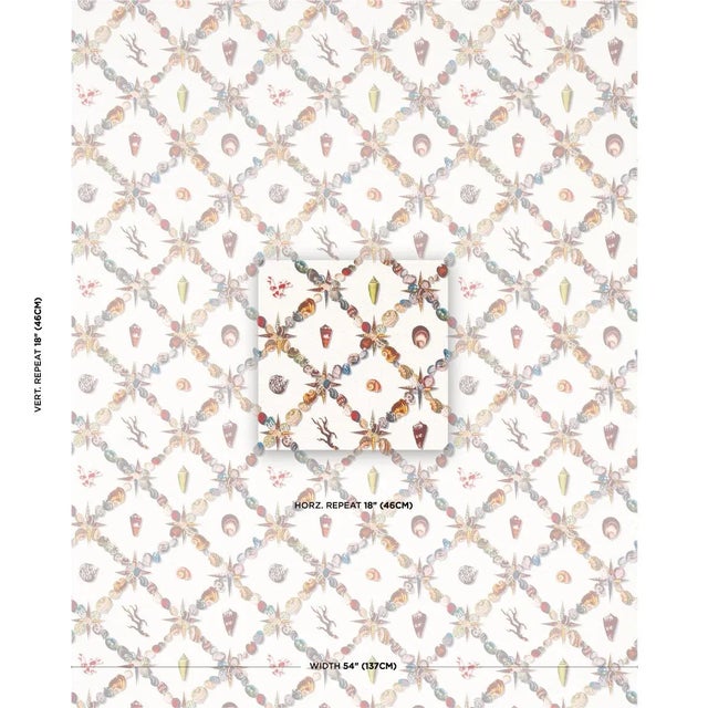 An artful collage of shells and marine curiosities, Grotto Treillage in multi-on-ivory is a playful take on a traditional...