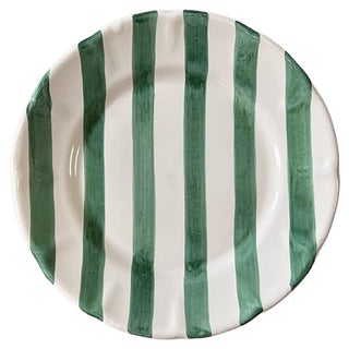 Green Striped Pasta Plates by Popolo, Set of 6 For Sale