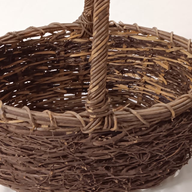 Mid 20th Century Mid 20th Century Vintage Hand Woven Wicker Bird's Nest Twigs Oval Basket For Sale - Image 5 of 10