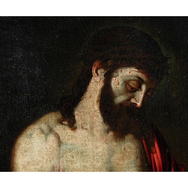 Baroque Circle of Tiziano Vecellio, Ecce Homo, 17th Century, Oil on Canvas, Framed For Sale - Image 3 of 10