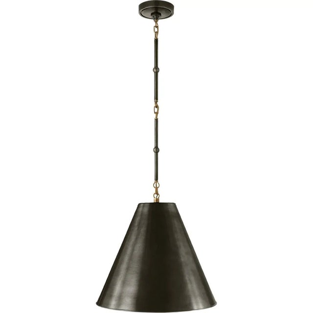 Goodman Small Hanging Light in Bronze and Hand-Rubbed Antique Brass with Bronze Shade Designer: Thomas O'Brien Min. Custom...